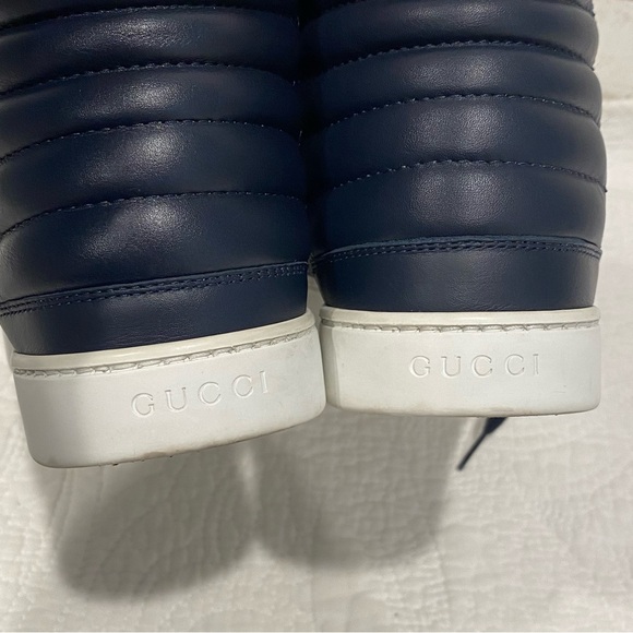 Gucci Mens Navy Blue GG Supreme High Top Sneakers - Picture 6 of 14